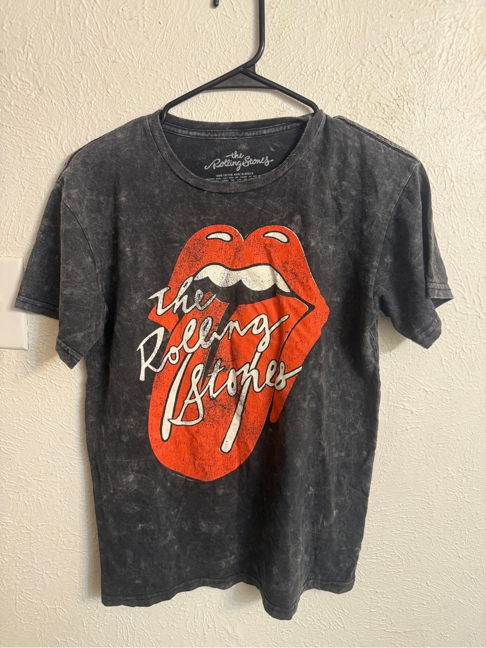 The Rolling Stones Black Tee with Red Tongue Graphic